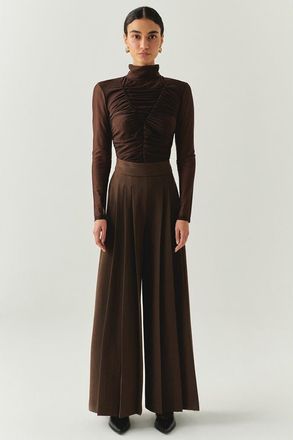 Exquise Wide Leg Back Pocketed Pants in Brown at Nordstrom, Size Xx-Large