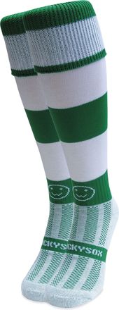 Wackysox Emerald Green and White Hoop Rugby Socks, Sports Socks for Men and Women, Mens Work Socks, Mens Socks, Perfect Socks for Riding, Football, Running, Ho