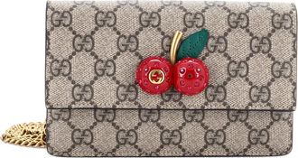 Gucci Cherries Wallet on Chain GG Coated Canvas Mini crossbody bag - Bruin