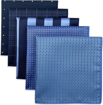Shlax & Wing 5 Pack Mens Pocket Squares Set 12.6 Formal Handkerchiefs for Suits Weddings Tuxedos Assorted Colors Patterns No.9