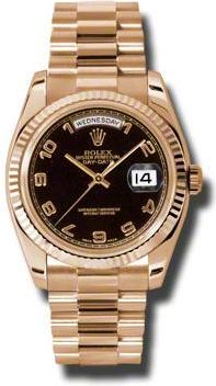 Rolex Day-Date Black Dial 18K Everose Gold President Automatic Ladies Watch 118235BKAP