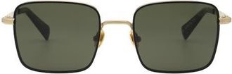 AllSaints Aron 51mm Square Sunglasses in Gold/Black Rim at Nordstrom
