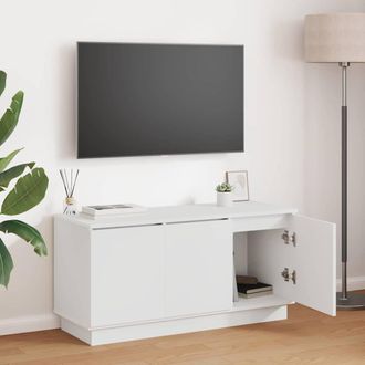 vidaXL Vidaxl - Mobile Tv Con Led Bianco 100 X 38 X 49 Cm Legno Multistrato