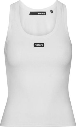 Rotate ribbed scoop-neck tank top - women - Organic Cotton/Elastane - L - White