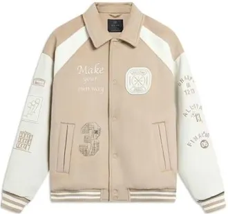 Li-Ning Way of Wade Hall of Fame 2023 Premium Leather Sheep Wool Jacket Beige AJPT005-3