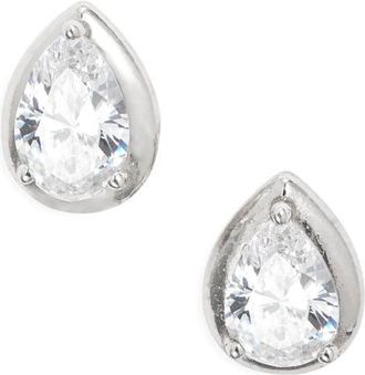 Nordstrom Cubic Zirconia Teardrop Earrings in Platinum Plated at Nordstrom