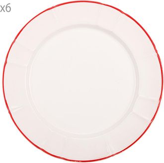 Arcucci Set of 6 Provence Flat Plate Red Wire