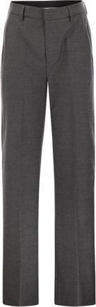 Dondup Janice Wide Leg Tailored Broeken - Dames - Wijde Broeken - Grijs - XL - Wol - Broeken