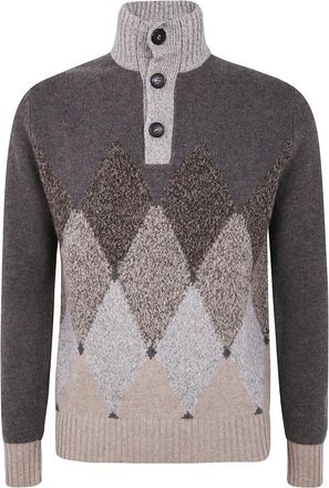Ballantyne Stijlvolle Pullover met Knoopdetail - Heren - Coltruien - Veelkleurig - XL - Truien & Vesten