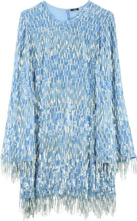 Elisabetta Franchi Short Charleston Sequin Dress - Light Blue