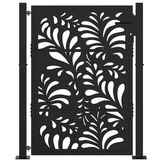 Berkfield Home Beautiful Garden Gate Black 105x130 cm Steel Wave Design