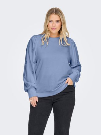 Only Carmakoma Sweatshirt ONLY CARMAKOMA CARFEMME L/S PUFF EMBROIDERY UB SWT NOOS, Damen, Gr. L, tempest, Sweatware, Obermaterial: 60% Baumwolle, 40% Polyester, unif