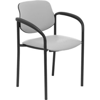 Piqueras y Crespo Silla Fija Styl Similpiel Gris Chasis Negro Con Brazos