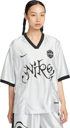 Nike (WMNS) Nike Short-Sleeved Patterned Knit Jersey Relaxed Fit Metallic Silver II1939-095