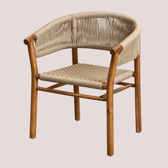 Sklum Sklum - Pack De 4 Sillas De Jard&iacute;n Con Reposabrazos En Madera De Acacia Y Cuerda Trenzada Tenay Classic
