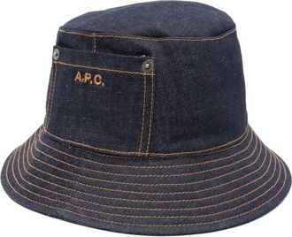 A.P.C. Borsa a secchiello in denim con tasche - Blu