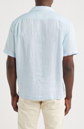 Reigning Champ Retreat Relaxed Linen Camp Shirt in Light Blue at Nordstrom, Size Xx-Large