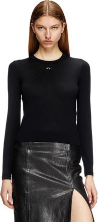 Diesel Wool jumper with cut-out logo - Knitwear - Woman - Black
