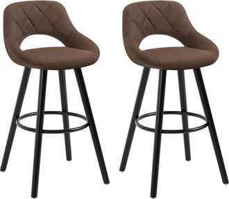Woltu Woltu - 2x Taburetes De Bar Con Respaldo Sillas De Cocina Juego De 2 Taburetes Altos Cocina Marco De Madera Maciza Imitaci&oacute;n De Cuero Silla De Dise&ntilde;o 