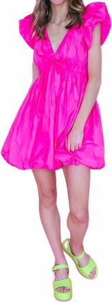Peach Love California All For Love Bubble Mini Dress In Hot Pink