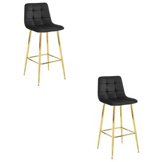 OEM Taburete Arceto - Terciopelo Negro / Patas Doradas X 2