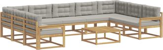 vidaXL Set Di Divani Da Esterno 10 Pz Bianco E Grigio Chiaro Vidaxl