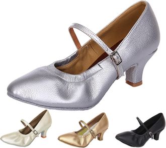 Generic Ballroom Waltz Shoes Closed Toe Dance Shoes Social Dance Ballroom Practice Dancing Shoe Black Character Shoes With Low Heel Peep Toe Cross Strappy San