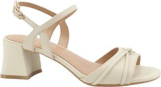 Geox Sandalen met hoge hak - Dames - Sandalen met hakken - Beige - 38 EU - Leer - Schoenen