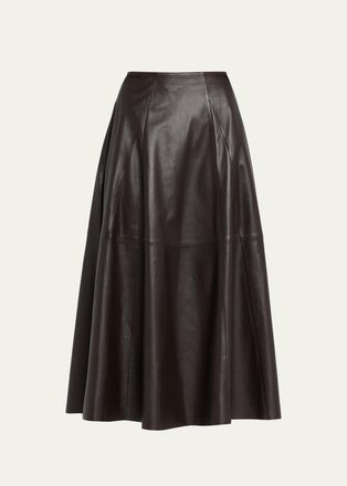 Arma Eleni Leather A-Line Midi Skirt