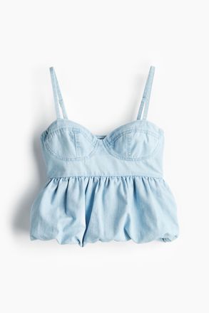 H&M Bustier-Top aus Denim - Blasses Denimblau