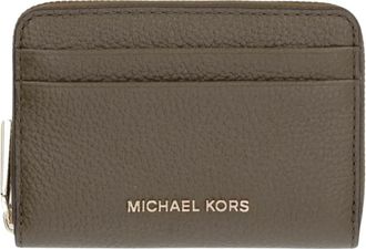 Michael Kors Estuche para tarjetas Jet Set peque&ntilde;o de piel granulada con cremallera - Accessories - Mujer - Verde - ONE SIZE