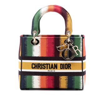 Dior Pre-owned Dior Medium Embroidered Multicolor Canvas Striped Lady D Lite Unisex 50-MA-0211