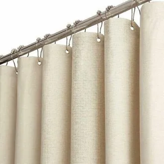 OEM Cortina De Ducha De Tela Para Cabina - 120 X 180 Cm. Juego Estrecho De Cortinas De Ducha De Lino Texturizado Con 8 Ganchos De Pl&aacute;stico, Cortinas De Ba