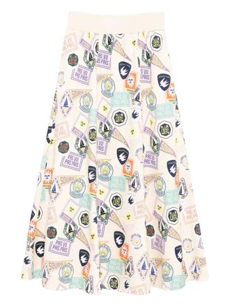 Sport b. Rok met grafische print - Beige