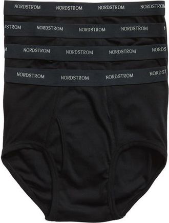 Nordstrom 4-Pack Supima Cotton Briefs in Black at Nordstrom, Size 30