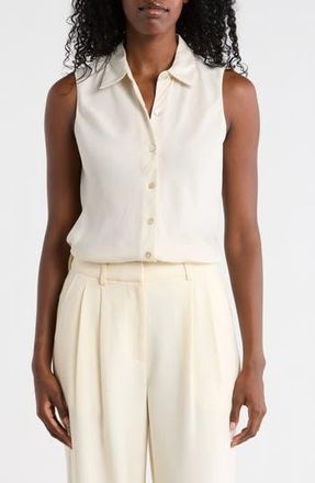 Elie Tahari Sleeveless Button-Up Shirt in Ivory at Nordstrom Rack, Size X-Small