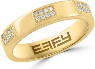 Effy 925 Gold Plated Silver Diamond Bar Station Band in 14K Gold Plate at Nordstrom, Size 7