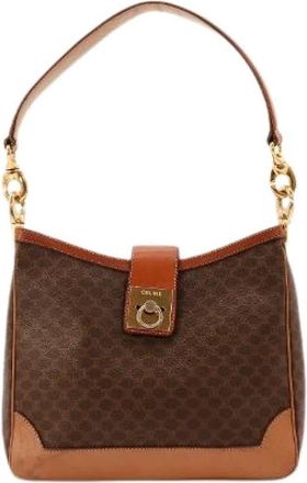 Celine Pre-owned Le Hobo Macadam - Dames - Vintage Schoudertas - Bruin - ONE Size - Leer - Vintage