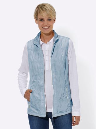 Casual Looks Kurzweste CASUAL LOOKS, Damen, Gr. 42, blau (hellblau), 100% Polyester, unifarben, Westen Kurzweste