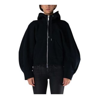 sacai Zip-throughs, female, Black, M, Balloon Sleeve Full Zip Sweatshirt