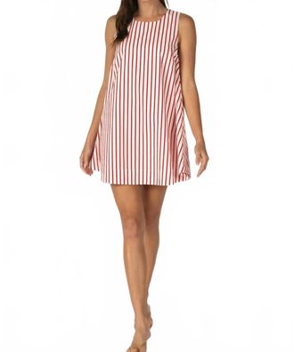 Reminiscence Scalloped Back Stripe Mini Dress In Red