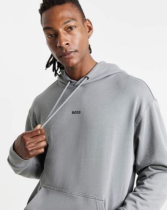 HUGO BOSS Centre Logo Hoodie - Charcoal