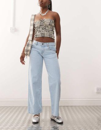Motel parallel leg low rise jeans in light wash blue