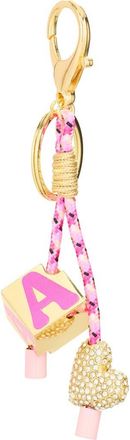BaubleBar Heart & Block Initial Bag Charm in Gold/Pink/Clear - A at Nordstrom Rack