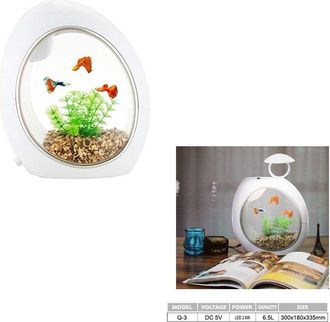 Trade Shop Trade Shop - Mini Acquario Completo Q3 Capacita 6.5 Litri Potenza 2.6w Led Incorporata