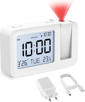 OEM Reloj Despertador Con Proyector De Techo, Despertador Digital Con Temperatura Interior, 4 Niveles De Brillo De Proyecci&oacute;n Ajustables, Configuraci&oacute;n De