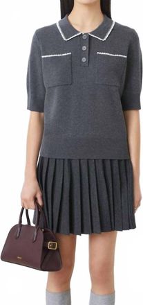 Suncoo Polka Collared Knit Top In Carbone
