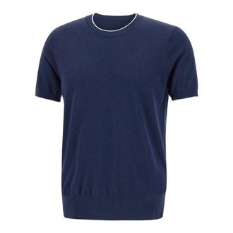 KANGRA T-Shirts, male, Blue, Size: 3XL Ribbed Crew-Neck T-Shirt