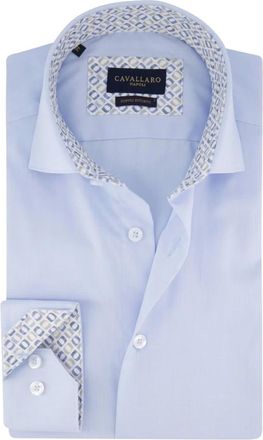 Cavallaro Overhemden, Heren, Blauw, L, Lichtblauw Zakelijk Overhemd