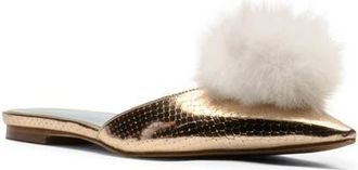 Frances Valentine Pauline Pom Pointed Toe Mule in Platino W/White at Nordstrom, Size 7.5